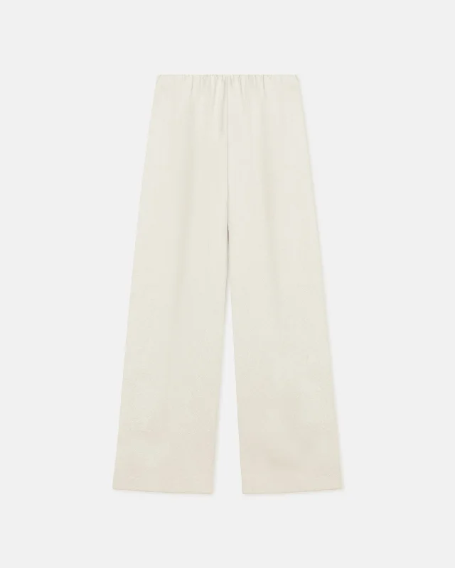 Brenda - Crinkled-Satin Pants - Ecru