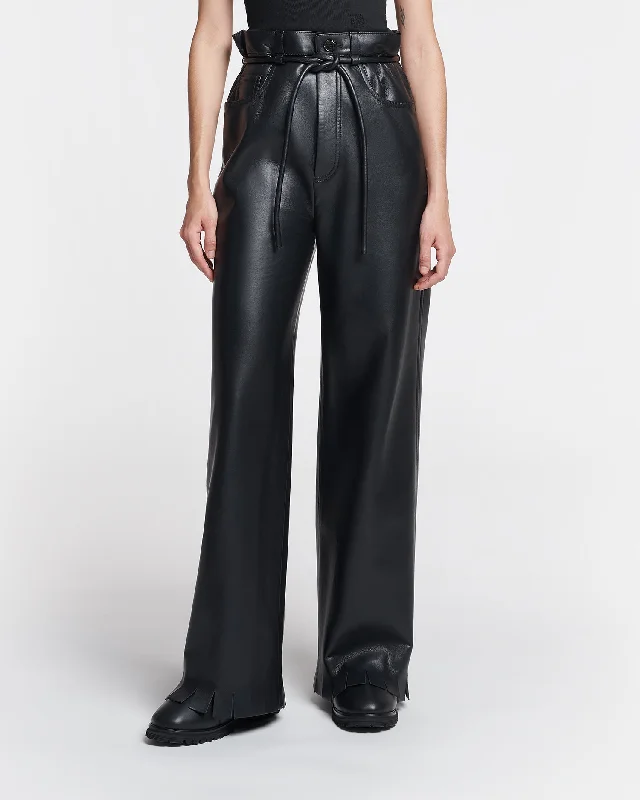 Harlee - Belted Regenerated Leather Pants - Black