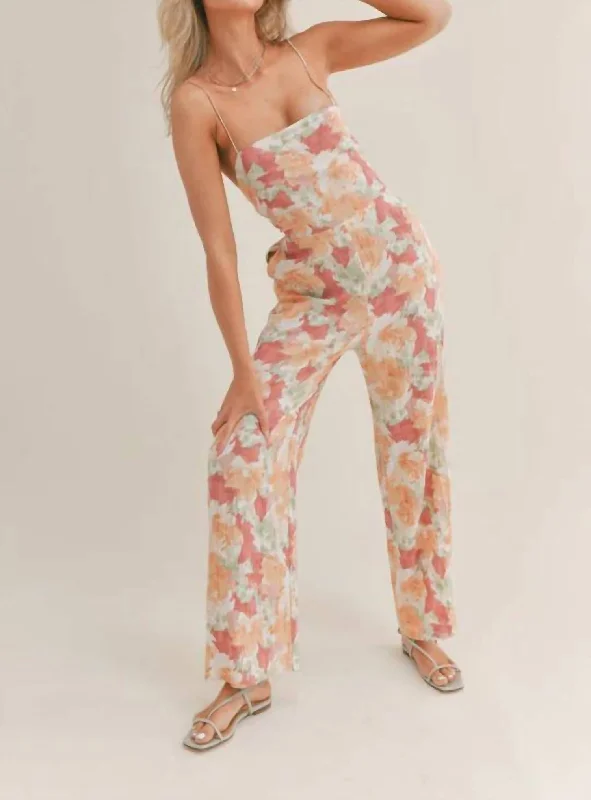 Amalfi Coast Jumpsuit In Cranberry Multi