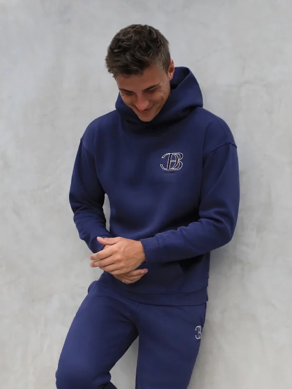 Initial Relaxed Hoodie - Dark Navy