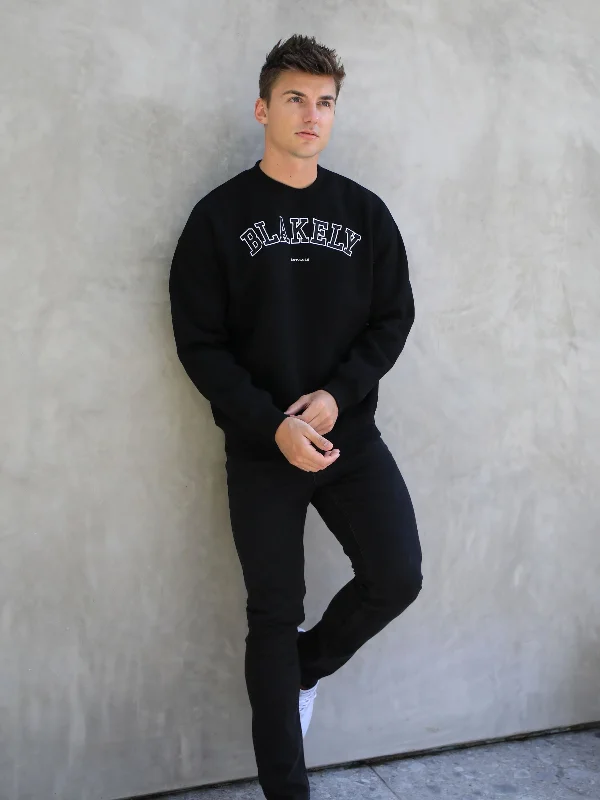 Varsity Relaxed Jumper - Black