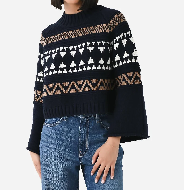 Fair Isle Sweater In Navy