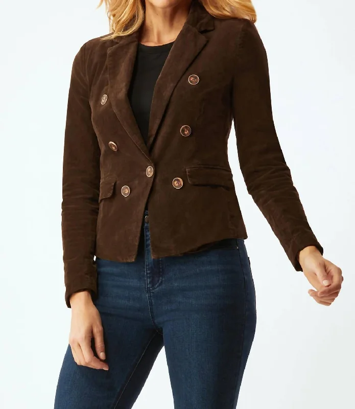 Stretch Corduroy Blazer In Chocolate