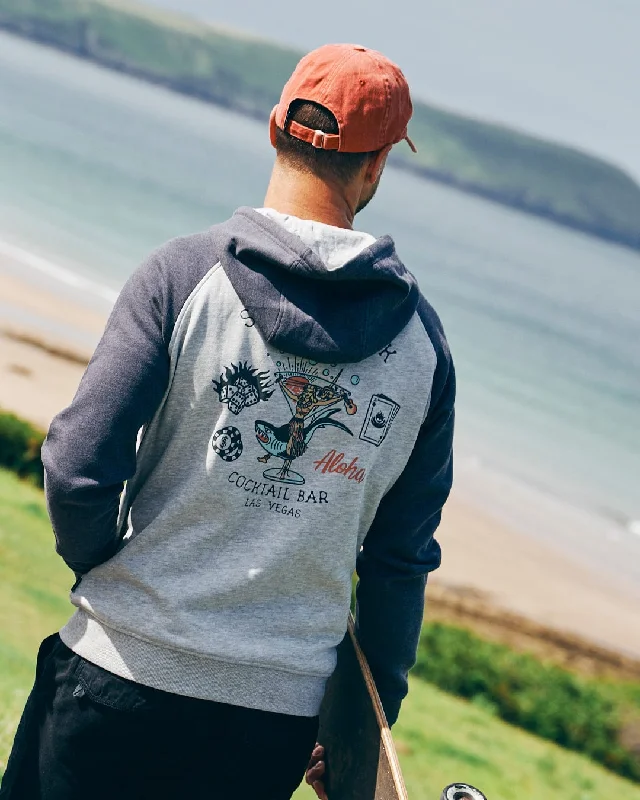 Vegas Cocktail - Mens Raglan Zip Hoodie - Grey