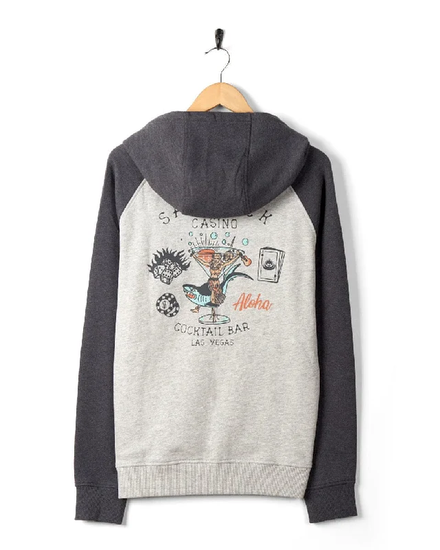 Vegas Cocktail - Mens Raglan Zip Hoodie - Grey