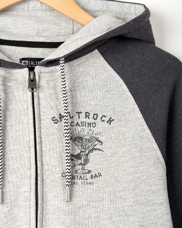 Vegas Cocktail - Mens Raglan Zip Hoodie - Grey