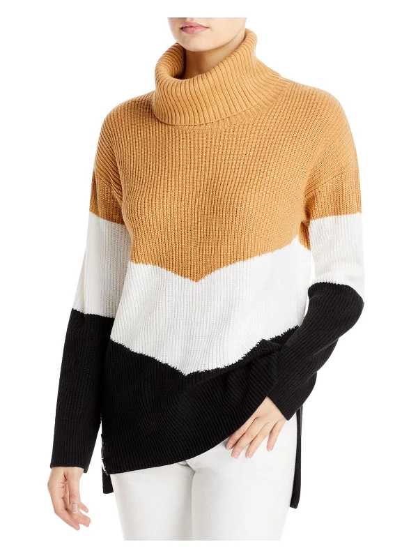 Womens Colorblock Cowl Pullover Sweater