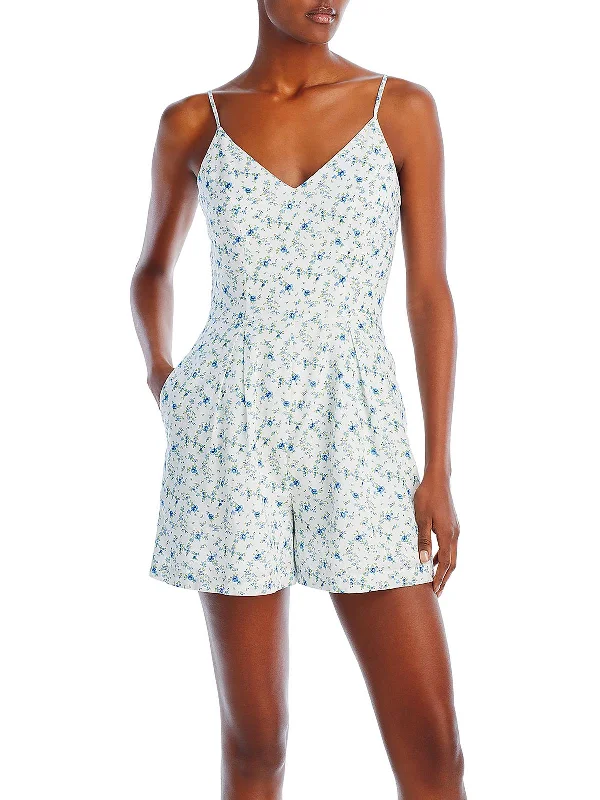 Womens Sleeveless Floral Print Romper