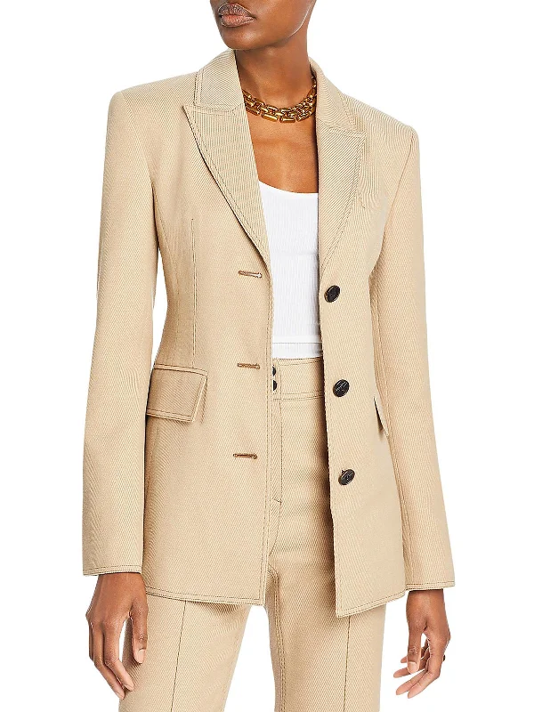 Womens Wool Blend Wool Two-Button Blazer