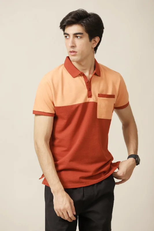 TEXTURED COLOR BLOCKING POLO