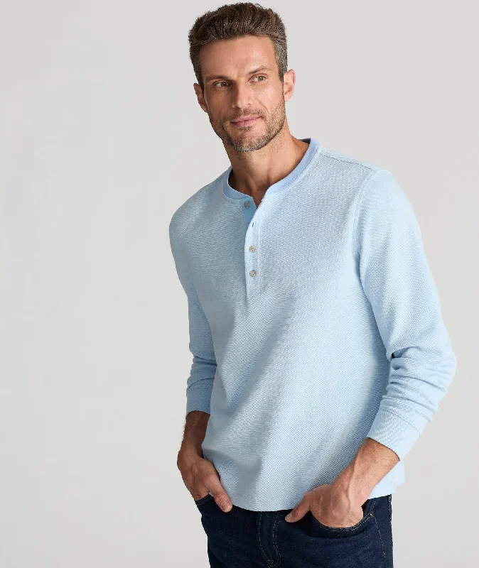 Cotton Pique Long-Sleeve Henley