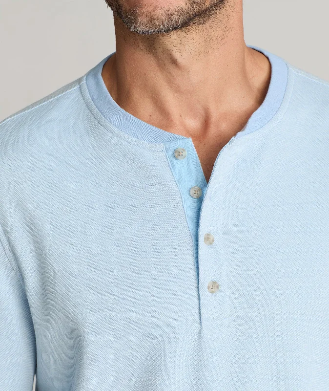 Cotton Pique Long-Sleeve Henley