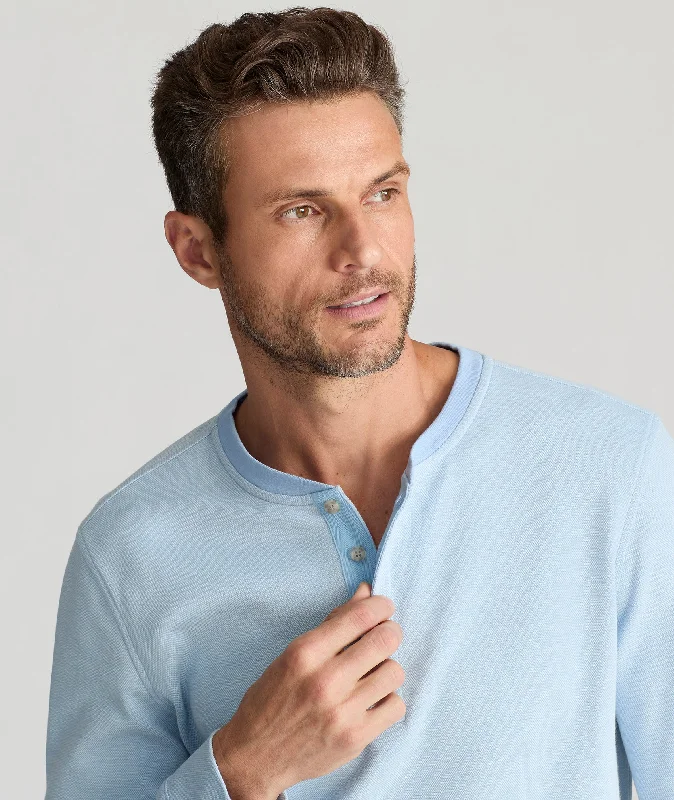 Cotton Pique Long-Sleeve Henley