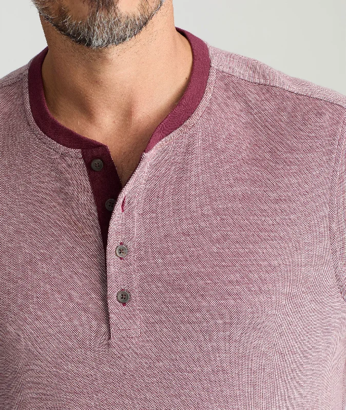 Cotton Pique Long-Sleeve Henley