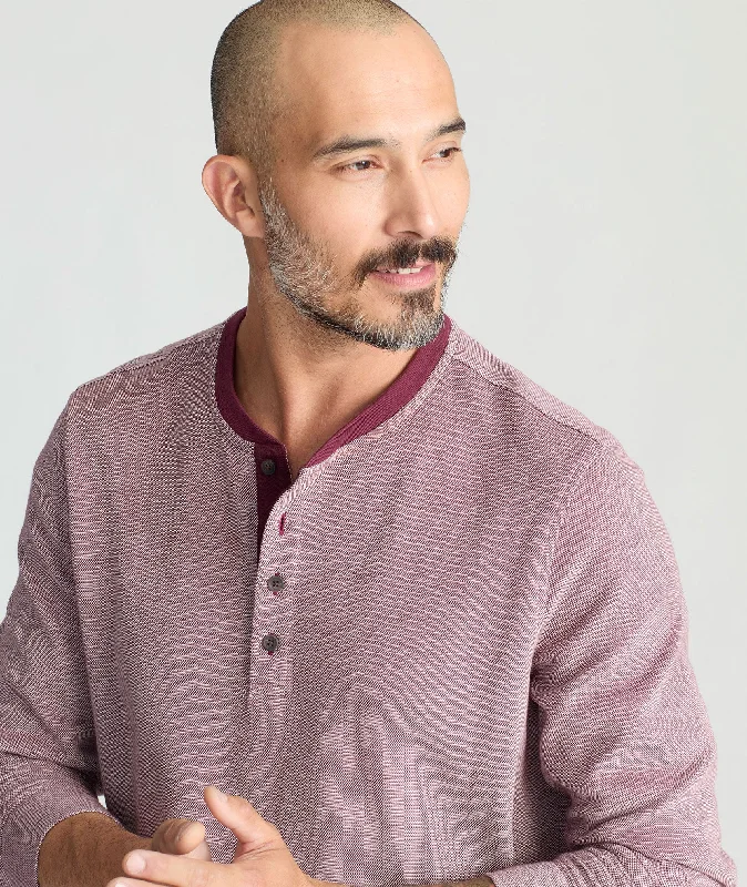 Cotton Pique Long-Sleeve Henley