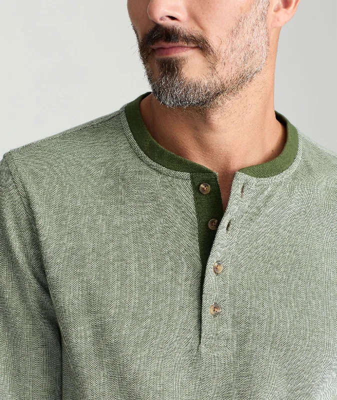 Cotton Pique Long-Sleeve Henley