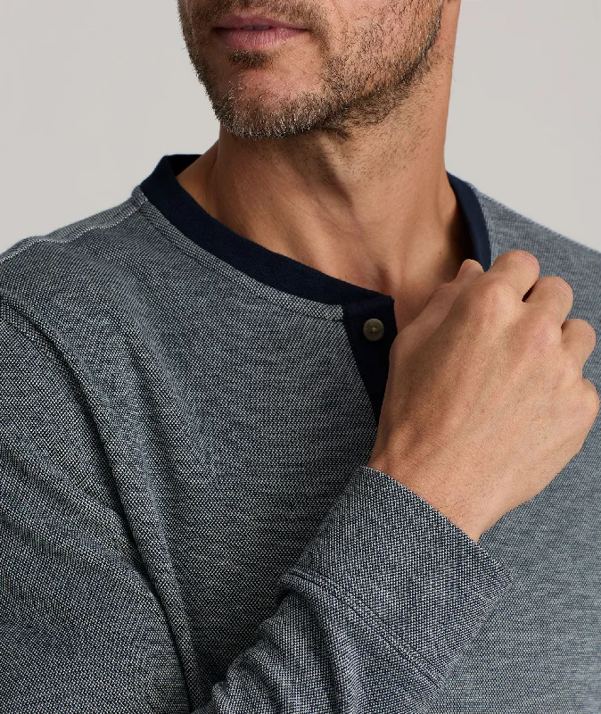 Cotton Pique Long-Sleeve Henley