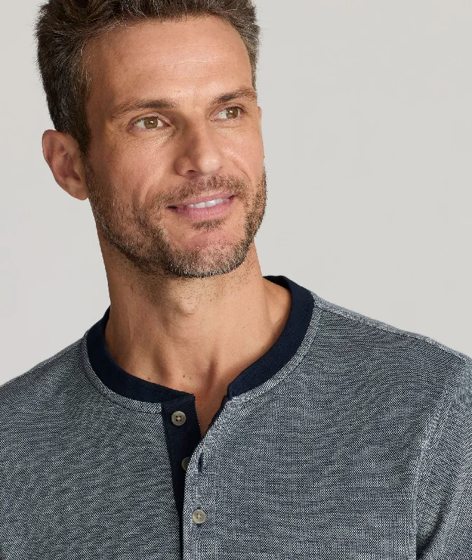 Cotton Pique Long-Sleeve Henley